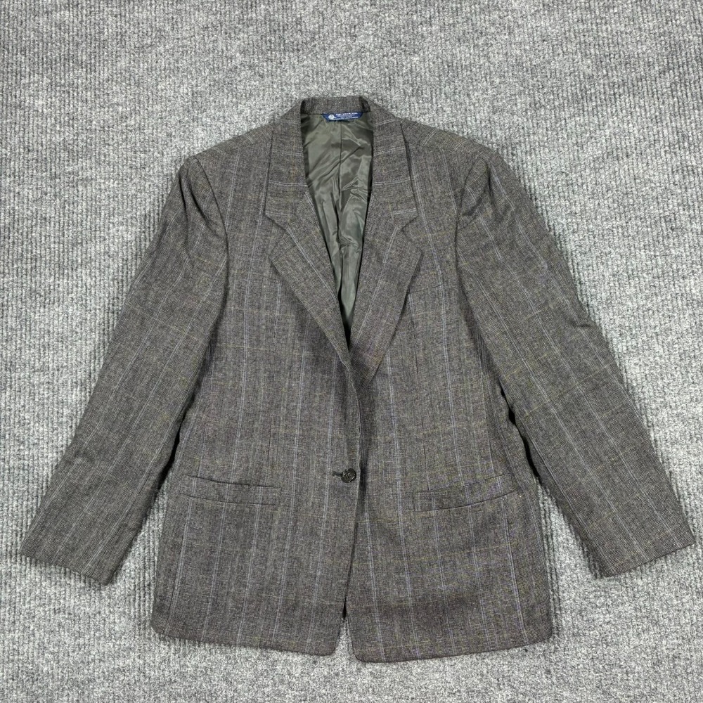 Vintage Austin Reed Regent Street Womens 14 Gray Plaid Blazer Jacket Classic